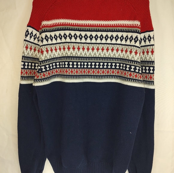 Izod Fair Isle Pullover Sweater 1/4 Zip Winter Christmas Mens XL - Picture 2 of 3